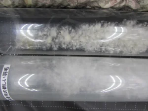 透明な筒に入った羽毛